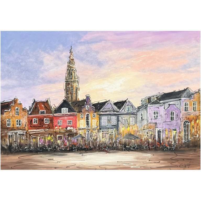 Schilderij Stadsgezicht De Hof Amersfoort II