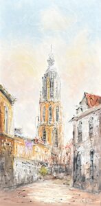 Schilderij stadsgezicht Onze Lieve Vrouwetoren Amersfoort