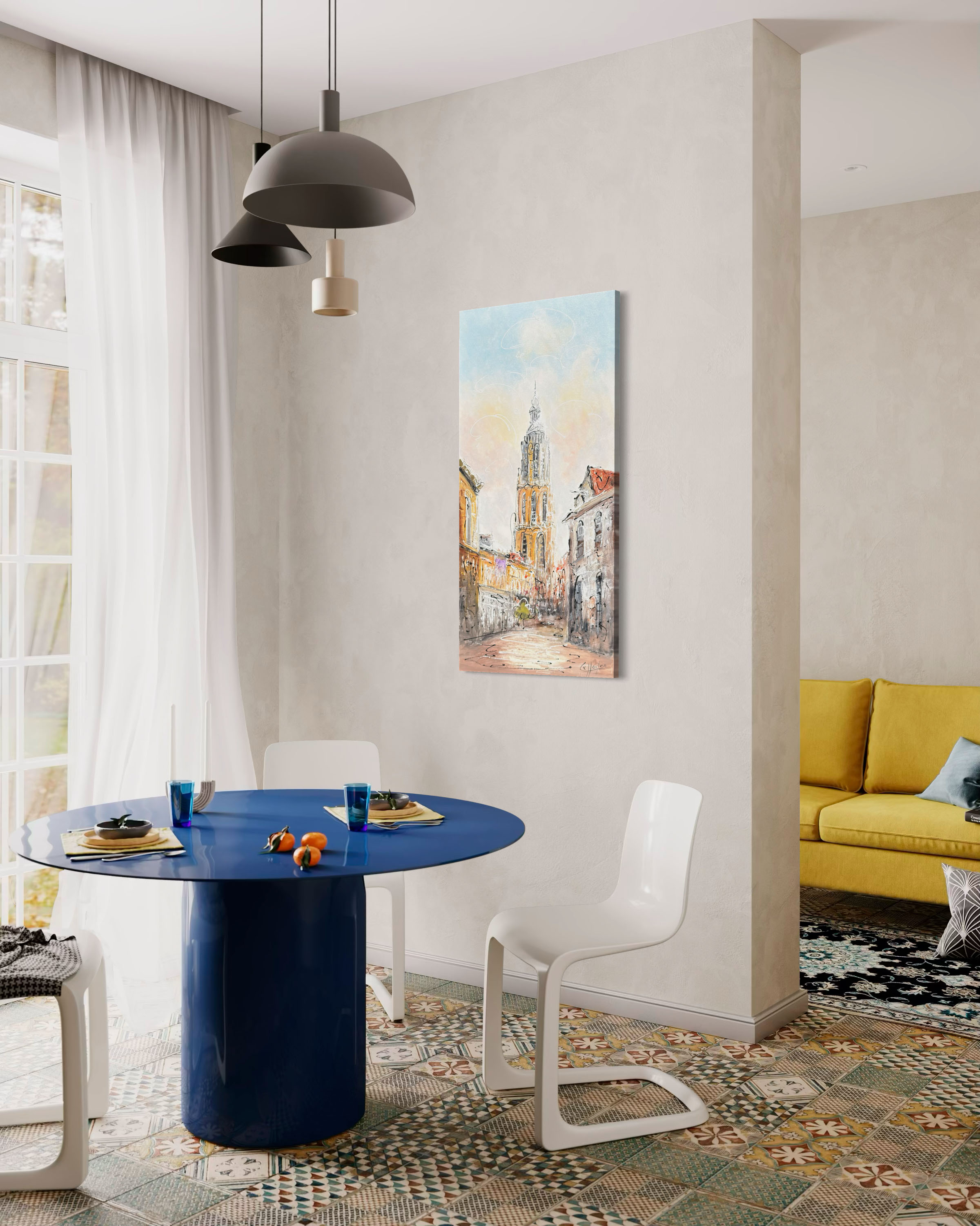 Schilderij stadsgezicht Onze Lieve Vrouwetoren Amersfoort