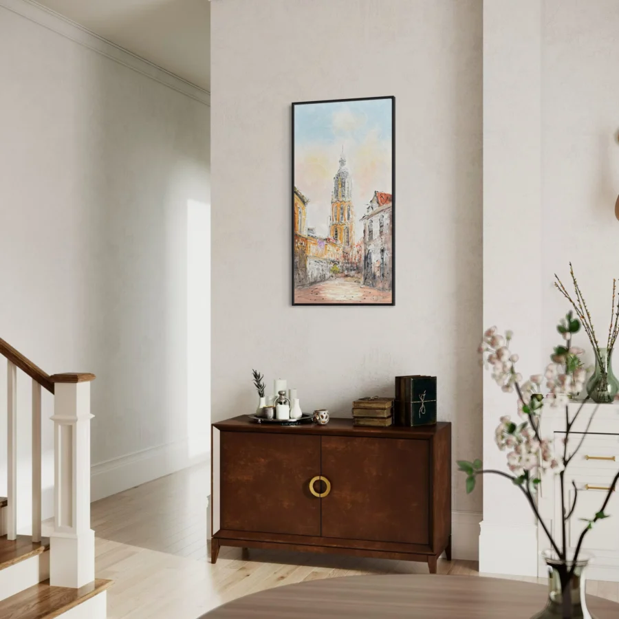 Schilderij stadsgezicht Onze Lieve Vrouwetoren Amersfoort'