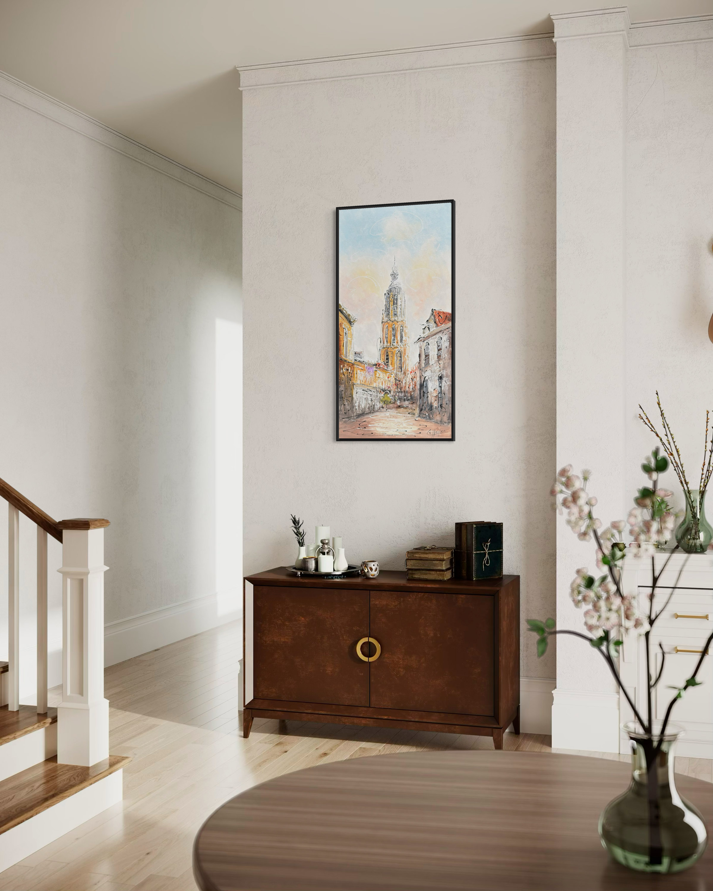 Schilderij stadsgezicht Onze Lieve Vrouwetoren Amersfoort