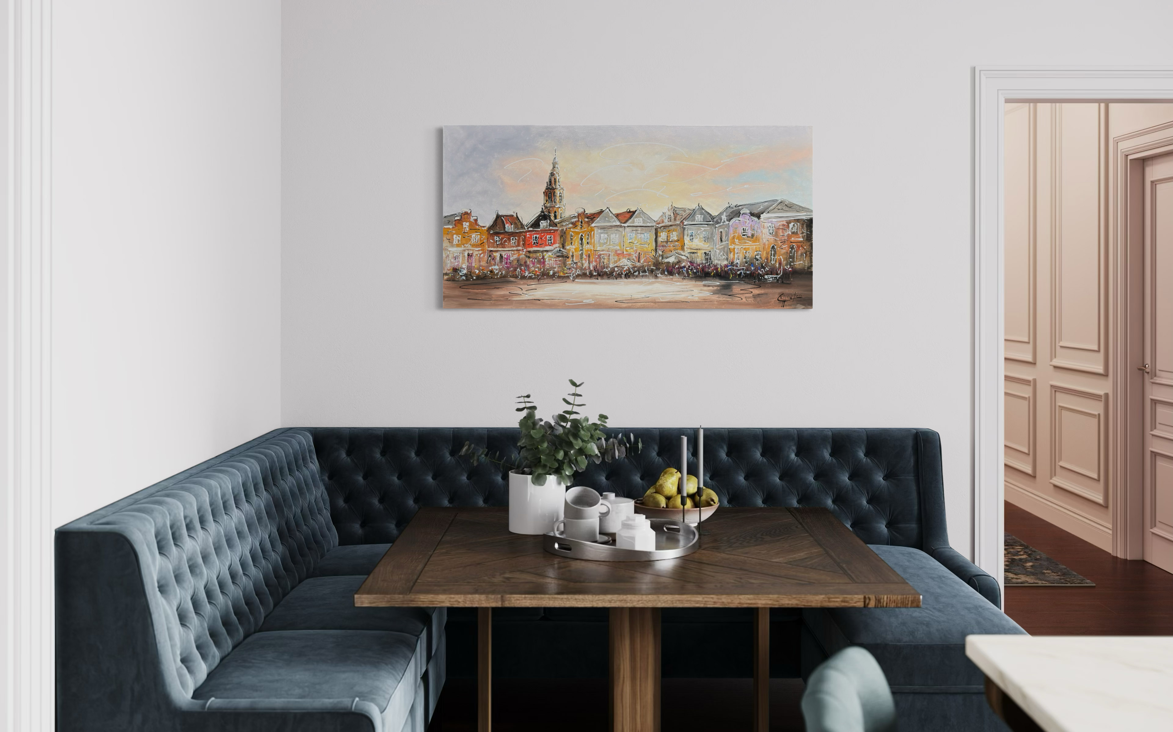 Schilderij stadsgezicht De Hof Amersfoort