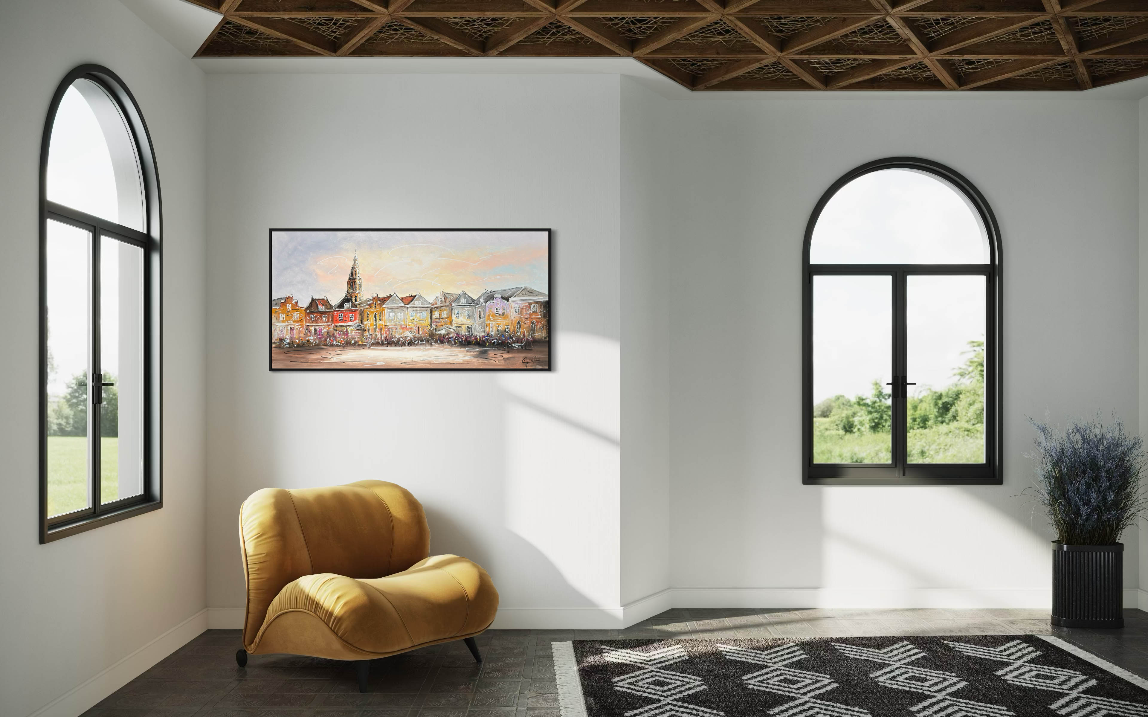 Schilderij stadsgezicht De Hof Amersfoort