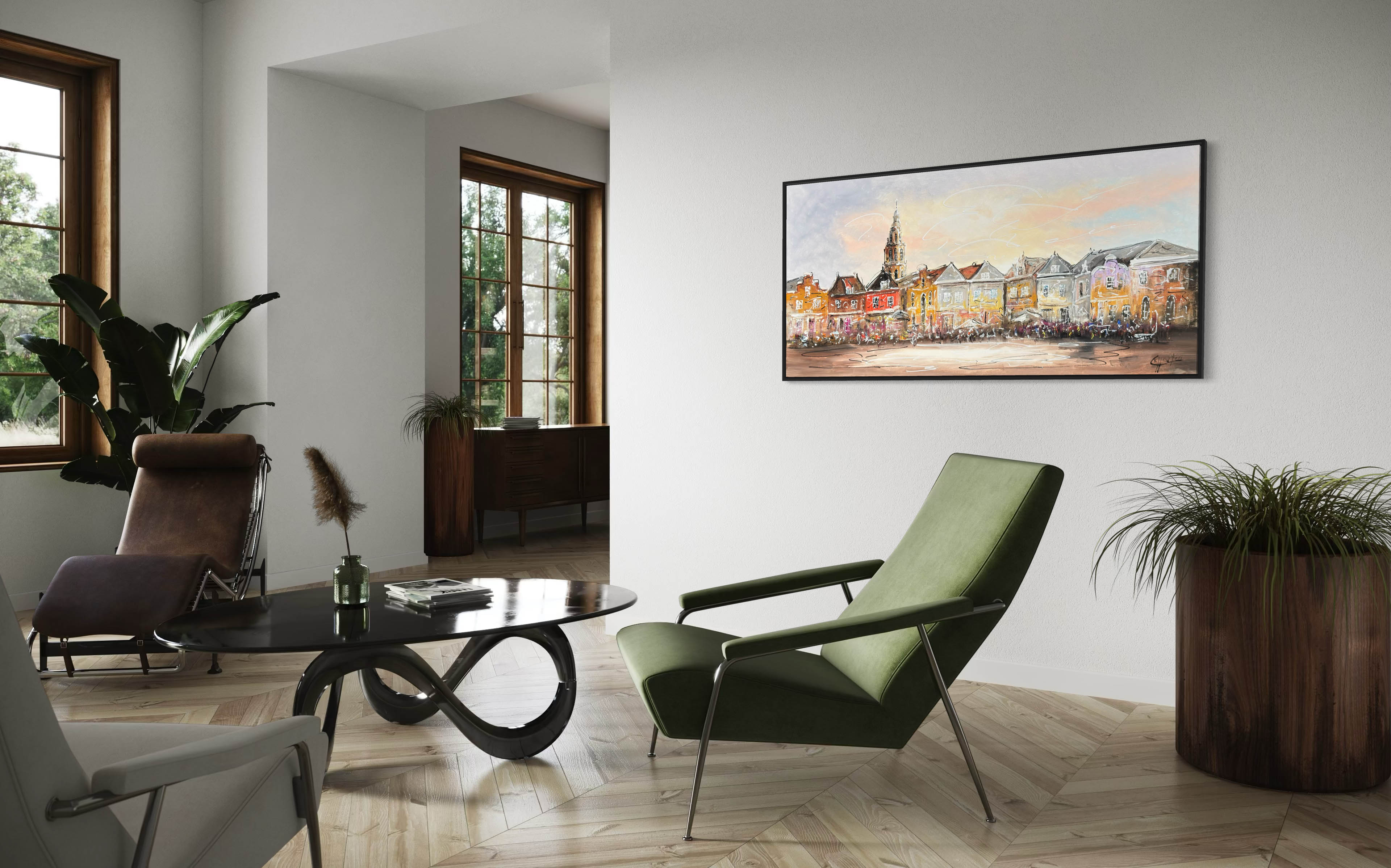 Schilderij stadsgezicht De Hof Amersfoort