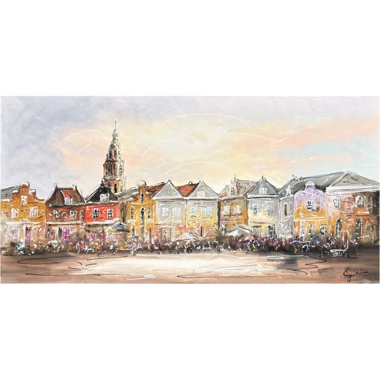 Schilderij stadsgezicht De Hof Amersfoort