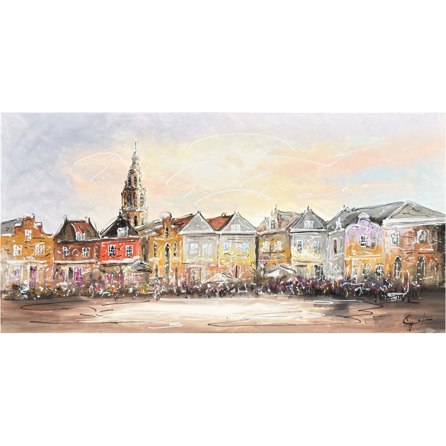Schilderij stadsgezicht De Hof Amersfoort