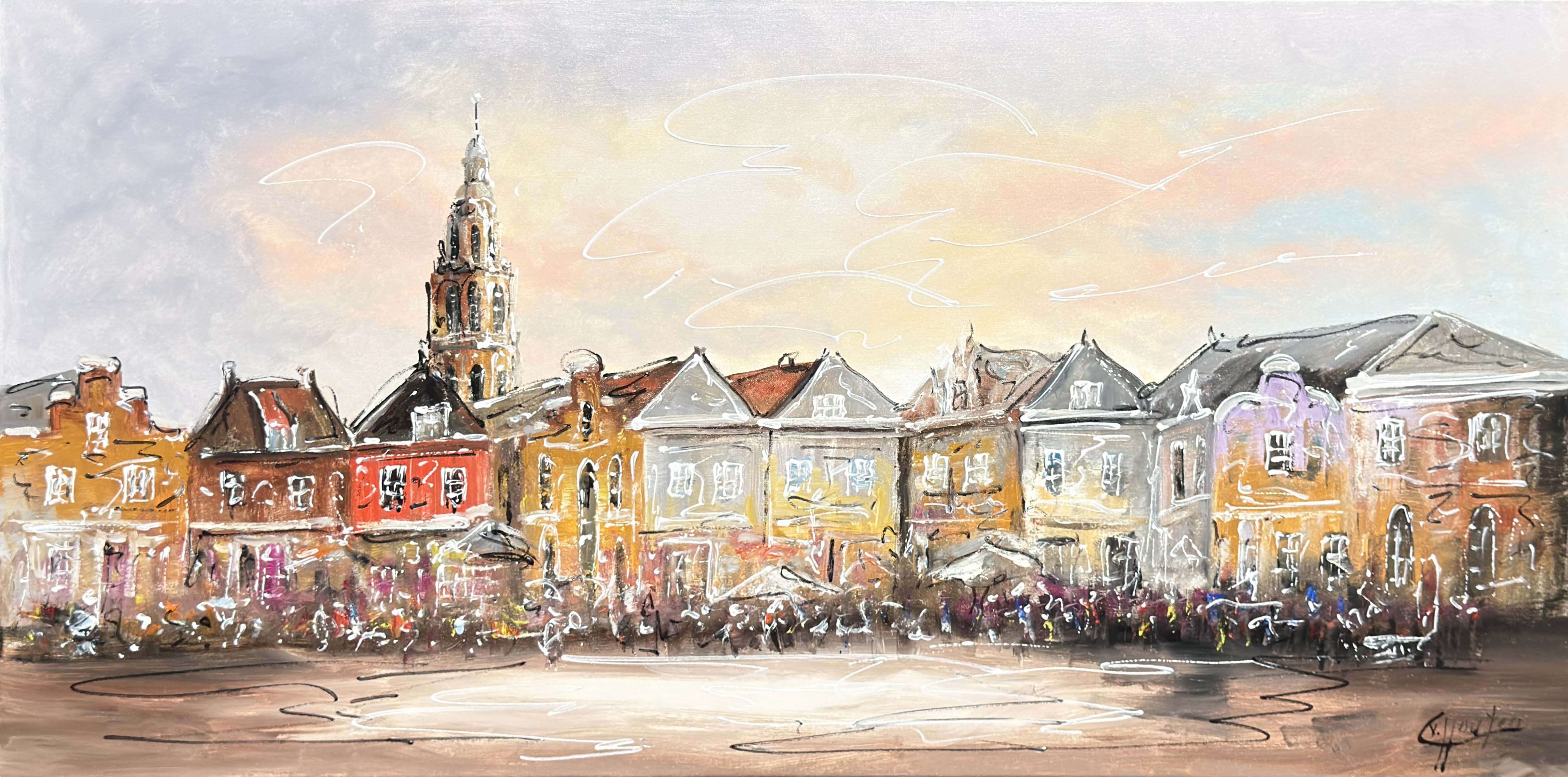 Schilderij stadsgezicht De Hof Amersfoort