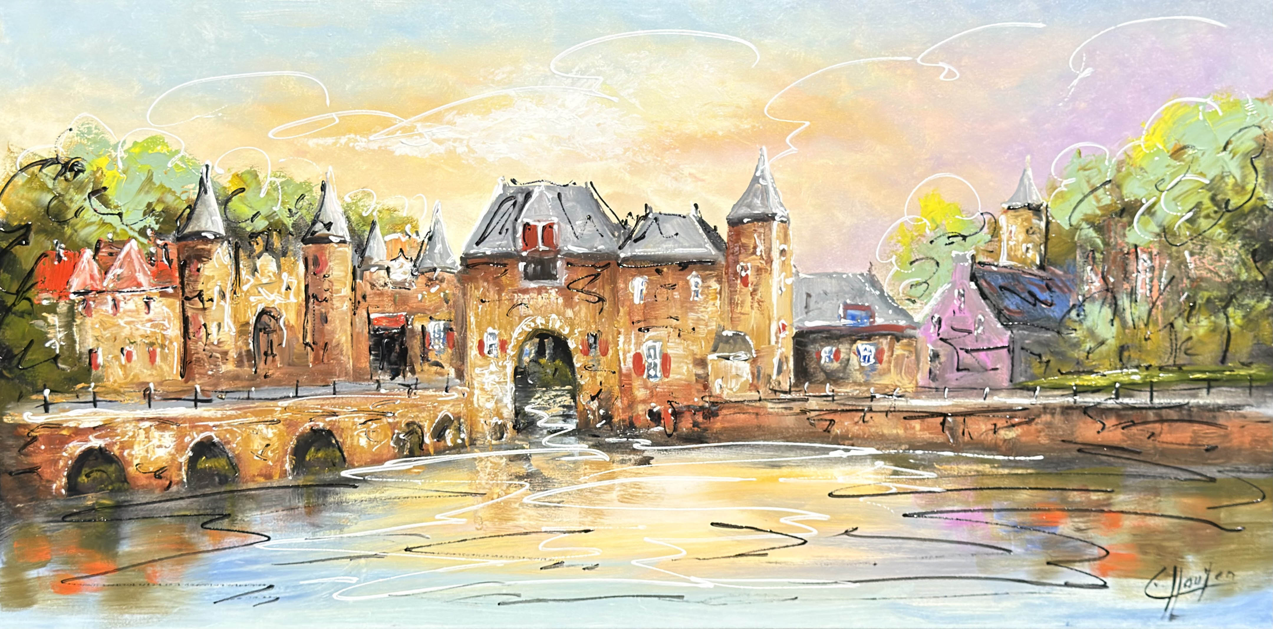 Schilderij stadsgezicht De Koppelpoort Amersfoort