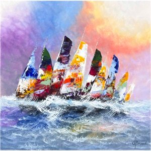 Schilderij Zeilers I